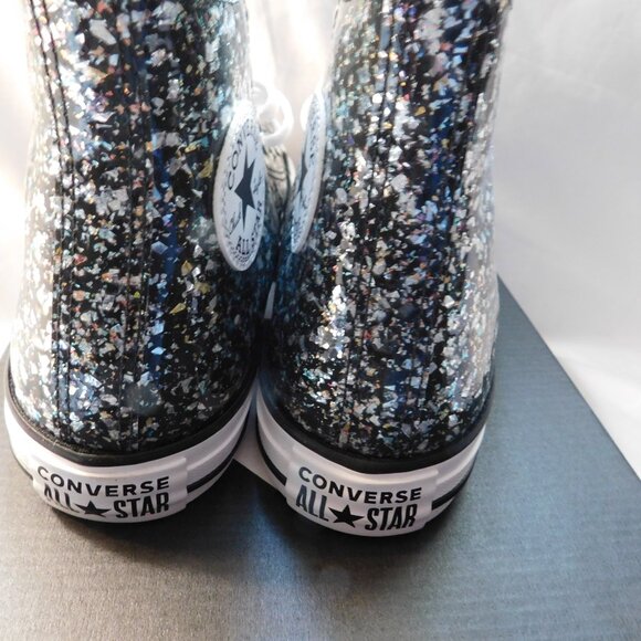 Converse CTAS Hi Top Glitter Sneakers Dark Matter/White/Black Size 5 Kids - Picture 3 of 3